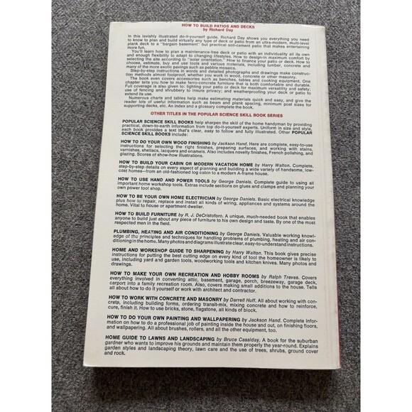 How to Build Patios and Decks (Popular Science Skill Book) - VERY GOOD 1976 - Picture 2 of 3